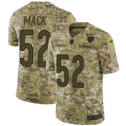 Nike Bears #52 Khalil Mack Camo Men's Stitched NFL Limited 2018 Salute To Service Jersey Nike Bears #52 Khalil Mack Camo Men's Stitched NFL Limited 2018 Salute To Service Jersey