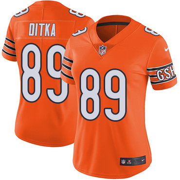 Nike Bears #89 Mike Ditka Orange Women's Stitched NFL Limited Rush Jersey Nike Bears #89 Mike Ditka Orange Women's Stitched NFL Limited Rush Jersey