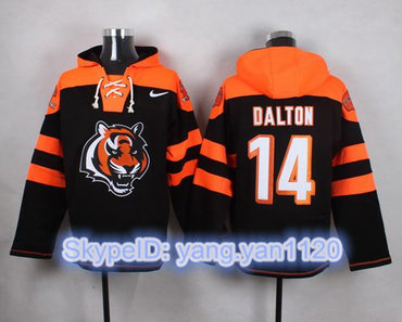 Nike Bengals #14 Andy Dalton Black Player Pullover NFL Hoodie Nike Bengals #14 Andy Dalton Black Player Pullover NFL Hoodie