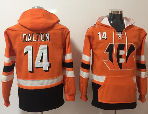 Nike Bengals #14 Andy Dalton Orange Black Name & Number Pullover NFL Hoodie