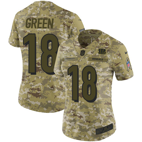 Nike Bengals #18 A.J. Green Camo Women's Stitched NFL Limited 2018 Salute to Service Jersey Nike Bengals #18 A.J. Green Camo Women's Stitched NFL Limited 2018 Salute to Service Jersey