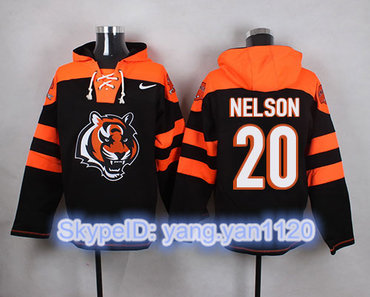 Nike Bengals #20 Reggie Nelson Black Player Pullover NFL Hoodie
