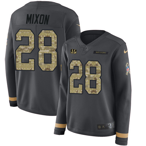 Nike Bengals #28 Joe Mixon Anthracite Salute to Service