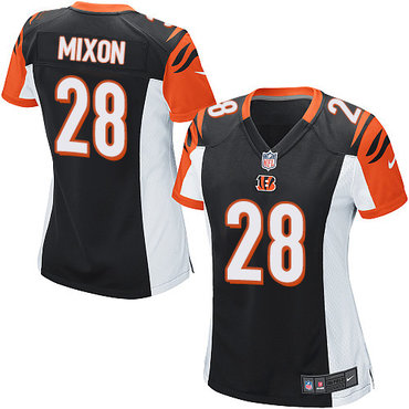 Nike Bengals #28 Joe Mixon Black Team Color Women's Stitched NFL Elite Jersey