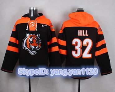 Nike Bengals #32 Jeremy Hill Black Player Pullover NFL Hoodie Nike Bengals #32 Jeremy Hill Black Player Pullover NFL Hoodie