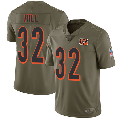 Nike Bengals #32 Jeremy Hill Olive Youth Stitched NFL Limited 2017 Salute to Service Jersey