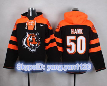 Nike Bengals #50 A.J. Hawk Black Player Pullover NFL Hoodie