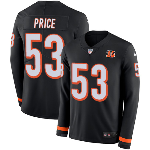 Nike Bengals #53 Billy Price Black Team Color Men's Stitched NFL Limited Therma Long Sleeve Jersey Nike Bengals #53 Billy Price Black Team Color Men's Stitched NFL Limited Therma Long Sleeve Jersey
