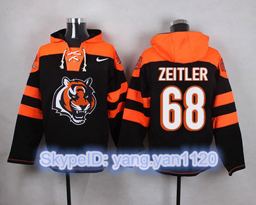 Nike Bengals #68 Kevin Zeitler Black Player Pullover NFL Hoodie