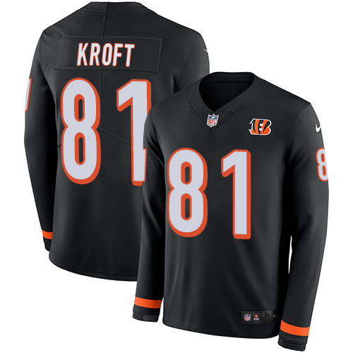 Nike Bengals #81 Tyler Kroft Black Team Color Men's Stitched NFL Limited Therma Long Sleeve Jersey Nike Bengals #81 Tyler Kroft Black Team Color Men's Stitched NFL Limited Therma Long Sleeve Jersey