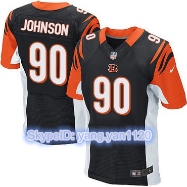 Nike Bengals #90 Michael Johnson Black Team Color Men's Stitched NFL Elite Jersey Nike Bengals #90 Michael Johnson Black Team Color Men's Stitched NFL Elite Jersey