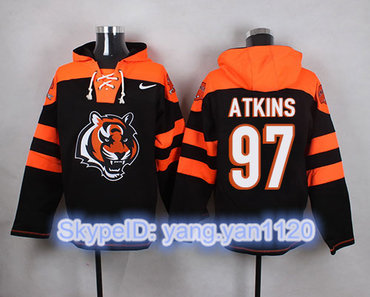 Nike Bengals #97 Geno Atkins Black Player Pullover NFL Hoodie