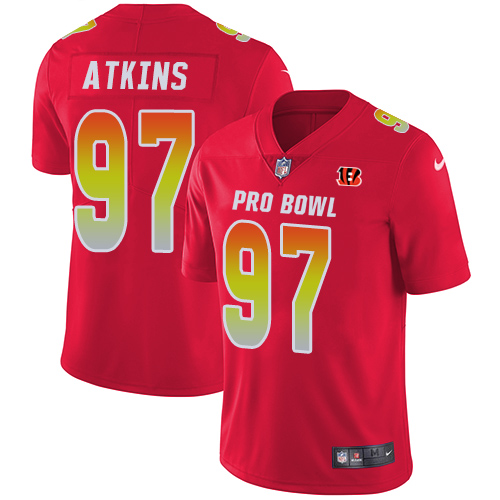 Nike Bengals #97 Geno Atkins Red Men's Stitched NFL Limited AFC 2018 Pro Bowl Jersey Nike Bengals #97 Geno Atkins Red Men's Stitched NFL Limited AFC 2018 Pro Bowl Jersey