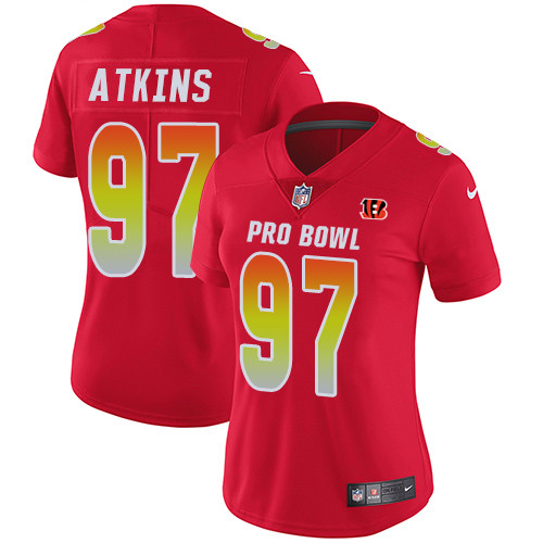 Nike Bengals #97 Geno Atkins Red Women's Stitched NFL Limited AFC 2019 Pro Bowl Jersey Nike Bengals #97 Geno Atkins Red Women's Stitched NFL Limited AFC 2019 Pro Bowl Jersey