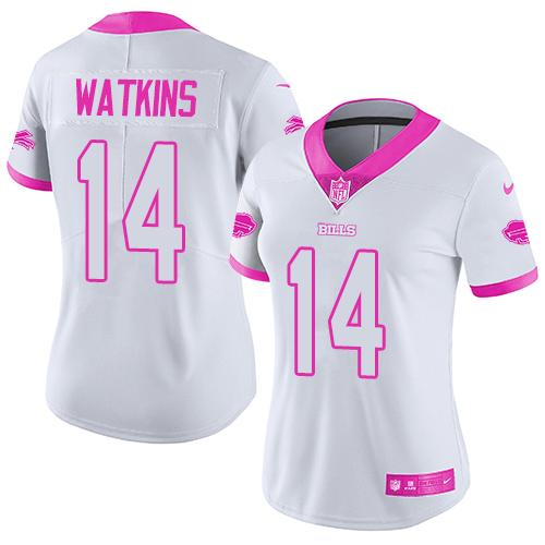 Nike Bills #14 Sammy Watkins White Pink Women's Stitched NFL Limited Rush Fashion Jersey Nike Bills #14 Sammy Watkins White Pink Women's Stitched NFL Limited Rush Fashion Jersey