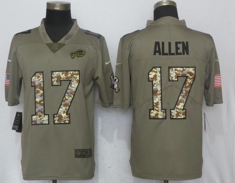 Nike Bills #17 Josh Allen Olive Vapor Salute To Service Limited Jersey