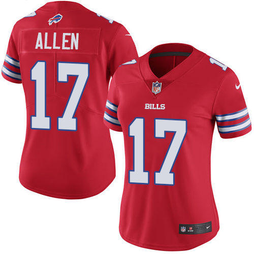 Nike Bills #17 Josh Allen Red Women's Stitched NFL Limited Rush Jersey Nike Bills #17 Josh Allen Red Women's Stitched NFL Limited Rush Jersey