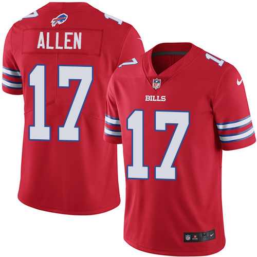Nike Bills #17 Josh Allen Red Youth Stitched NFL Limited Rush Jersey