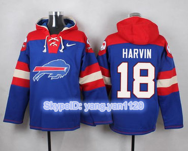 Nike Bills #18 Percy Harvin Royal Blue Player Pullover NFL Hoodie custom any name and any number