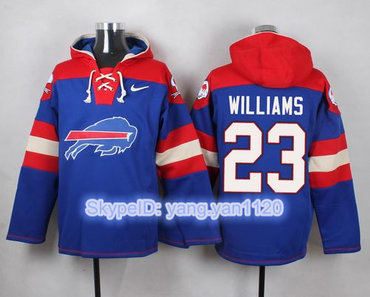 Nike Bills #23 Aaron Williams Royal Blue Player Pullover NFL Hoodie