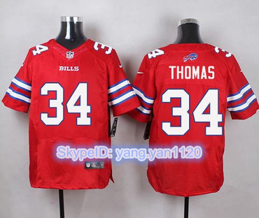 Nike Bills #34 Thurman Thomas Red Men's Stitched NFL Elite Rush Jersey