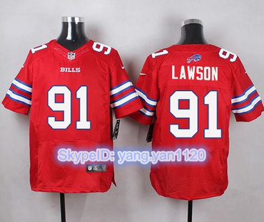 Nike Bills #91 Manny Lawson Red Men's Stitched NFL Elite Rush Jersey