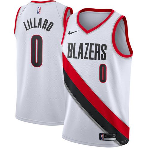 Nike Blazers #0 Damian Lillard White NBA Swingman Jersey Nike Blazers #0 Damian Lillard White NBA Swingman Jersey