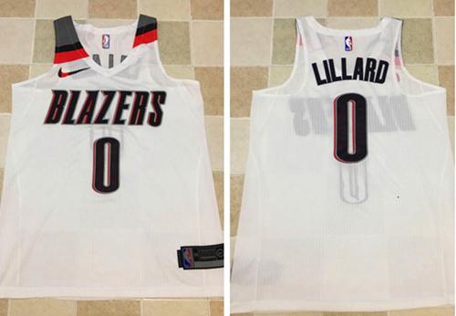 Nike Blazers #0 Damian Lillard White Stitched NBA Jersey