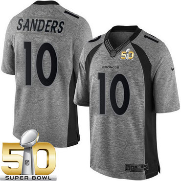 Nike Broncos #10 Emmanuel Sanders Gray Super Bowl 50 Men's Stitched NFL Limited Gridiron Gray Jersey