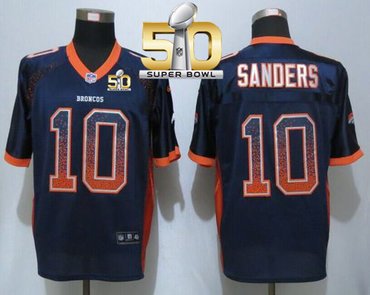 Nike Broncos #10 Emmanuel Sanders Navy Blue Alternate Super Bowl 50 Men's Stitched NFL Elite Drift Fashion Jersey