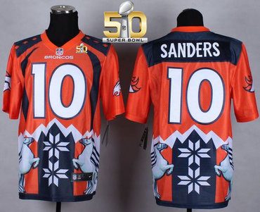 Nike Broncos #10 Emmanuel Sanders Orange Super Bowl 50 Men's Stitched NFL Elite Noble Fashion Jersey