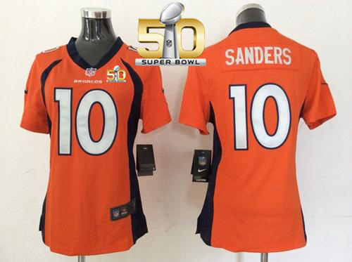 Nike Broncos #10 Emmanuel Sanders Orange Team Color Super Bowl 50 Women's Stitched NFL New Elite Jersey