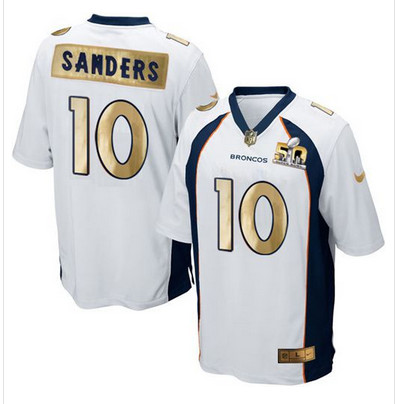 Nike Broncos #10 Emmanuel Sanders White Men's Stitched NFL Game Super Bowl 50 Collection Jersey