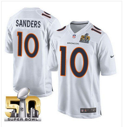 Nike Broncos #10 Emmanuel Sanders White Super Bowl 50 Men's Stitched NFL Game Event Jersey