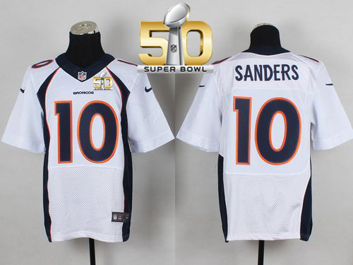 Nike Broncos #10 Emmanuel Sanders White Super Bowl 50 Men's Stitched NFL New Elite Jersey
