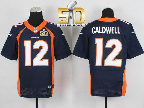 Nike Broncos #12 Andre Caldwell Navy Blue Alternate Super Bowl 50 Men's Stitched NFL New Elite Jersey