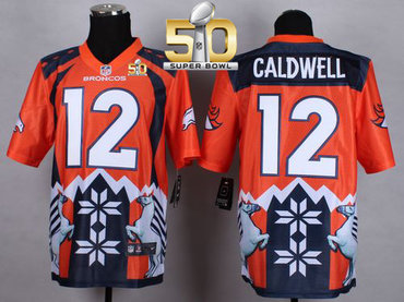 Nike Broncos #12 Andre Caldwell Orange Super Bowl 50 Men's Stitched NFL Elite Noble Fashion Jersey