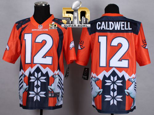 Nike Broncos #12 Andre Caldwell Orange Super Bowl 50 Men's Stitched NFL Elite Noble Fashion Jersey