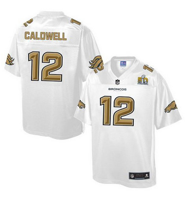 Nike Broncos #12 Andre Caldwell White Men's NFL Pro Line Super Bowl 50 Fashion Game Jersey