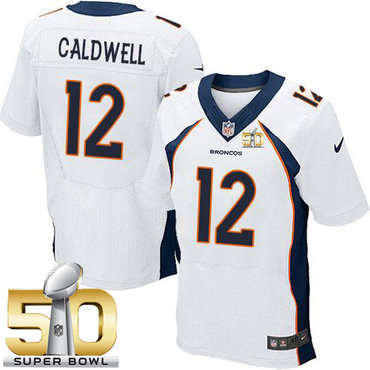Nike Broncos #12 Andre Caldwell White Super Bowl 50 Men's Stitched NFL New Elite Jersey