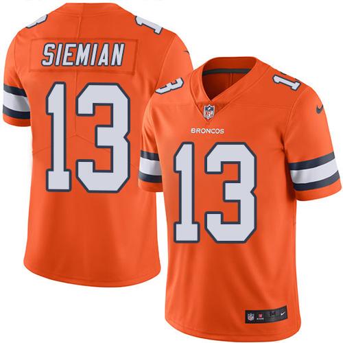 Nike Broncos #13 Trevor Siemian Orange Men's Stitched NFL Limited Rush Jersey Nike Broncos #13 Trevor Siemian Orange Men's Stitched NFL Limited Rush Jersey