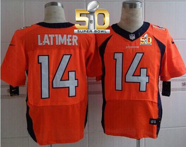 Nike Broncos #14 Cody Latimer Orange Team Color Super Bowl 50 Men's Stitched NFL New Elite Jersey