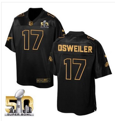 Nike Broncos #17 Brock Osweiler Black Super Bowl 50 Men's Stitched NFL Elite Pro Line Gold Collection Jersey