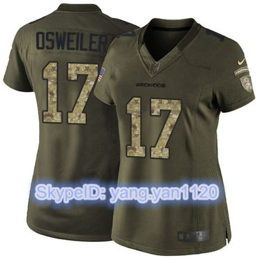 Nike Broncos #17 Brock Osweiler Green Women's Stitched NFL Limited Salute to Service Jersey