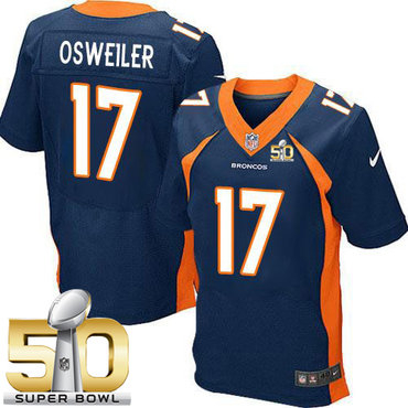 Nike Broncos #17 Brock Osweiler Navy Blue Alternate Super Bowl 50 Men's Stitched NFL New Elite Jersey