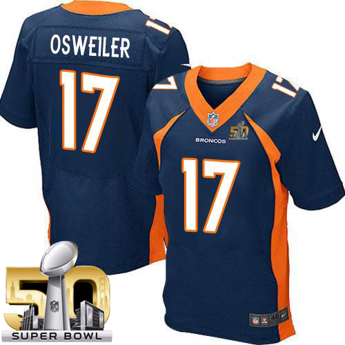Nike Broncos #17 Brock Osweiler Navy Blue Alternate Super Bowl 50 Men's Stitched NFL New Elite Jersey Nike Broncos #17 Brock Osweiler Navy Blue Alternate Super Bowl 50 Men's Stitched NFL New Elite Jersey
