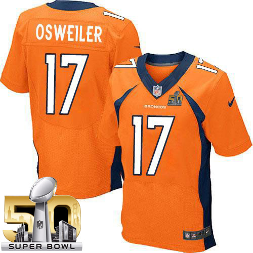 Nike Broncos #17 Brock Osweiler Orange Team Color Super Bowl 50 Men's Stitched NFL New Elite Jersey Nike Broncos #17 Brock Osweiler Orange Team Color Super Bowl 50 Men's Stitched NFL New Elite Jersey