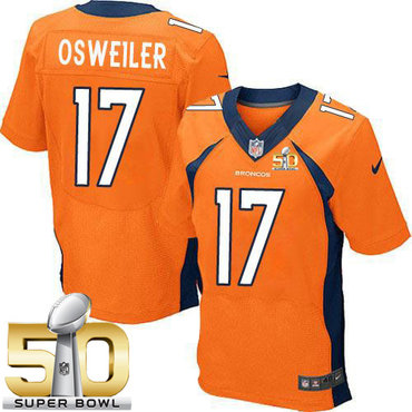 Nike Broncos #17 Brock Osweiler Orange Team Color Super Bowl 50 Men's Stitched NFL New Elite Jersey