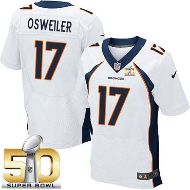 Nike Broncos #17 Brock Osweiler White Super Bowl 50 Men's Stitched NFL New Elite Jersey