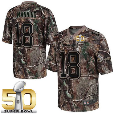 Nike Broncos #18 Peyton Manning Camo Super Bowl 50 Men's Stitched NFL Realtree Elite Jersey